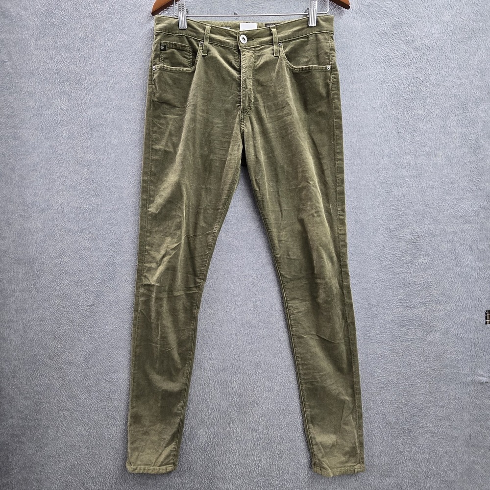 AG Adriano Goldschmied Women Jeans 30R Olive Corduroy The Farrah Skinny